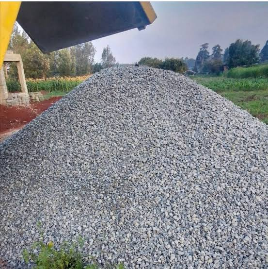 Pile of crushed stone ballast