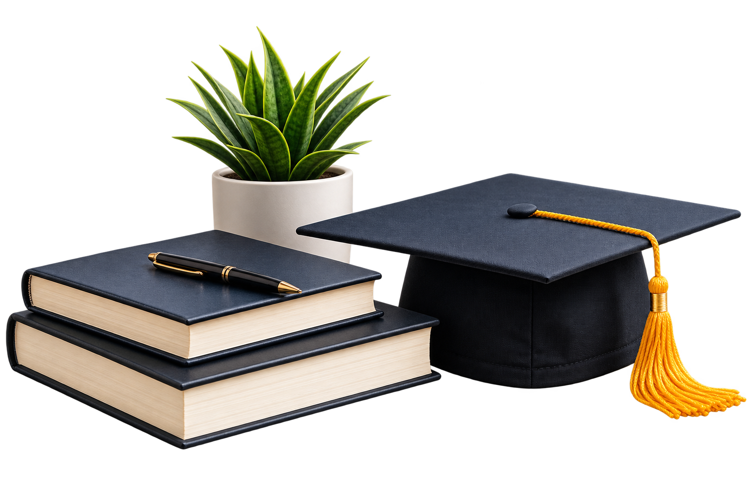 Books and a graduation cap